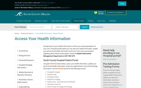 Your Health Information - Patient Portals - South County Health