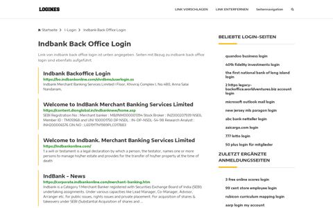 Indbank Back Office Login | Allgemeine Informationen zur Anmeldung