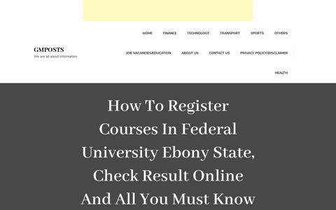 How To Register Courses In Federal University Ebony State ...