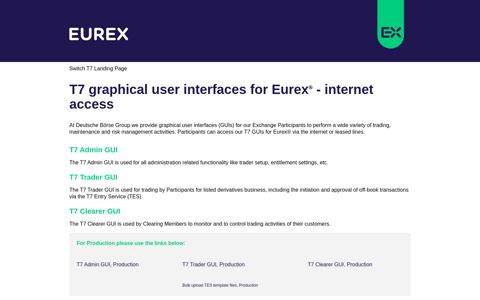 T7 graphical user interfaces for Eurex: Deutsche Börse