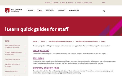 Staff Portal - iLearn quick guides for staff