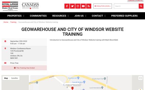 Geowarehouse and City of Windsor Website training | Training ...