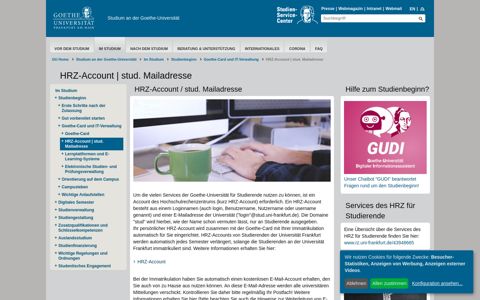 HRZ-Account | stud. Mailadresse - Goethe-Universität Frankfurt