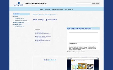 How to Sign Up for Linoit - MGSD Help Desk Portal