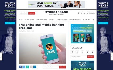 FNB online and mobile banking problems - MyBroadband