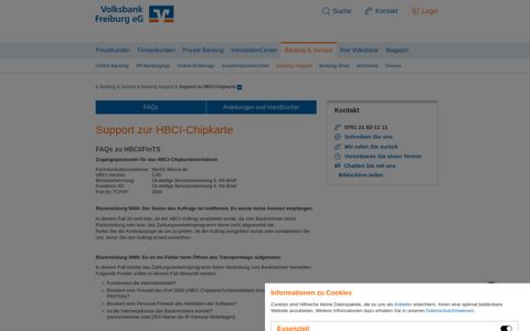Support zu HBCI-Chipkarte - Volksbank Freiburg eG