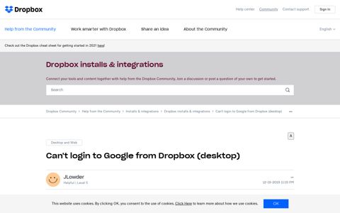 Solved: Can't login to Google from Dropbox (desktop ...