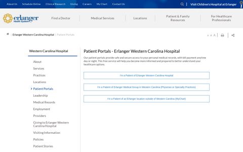 Patient Portal for Erlanger Western Carolina Hospital