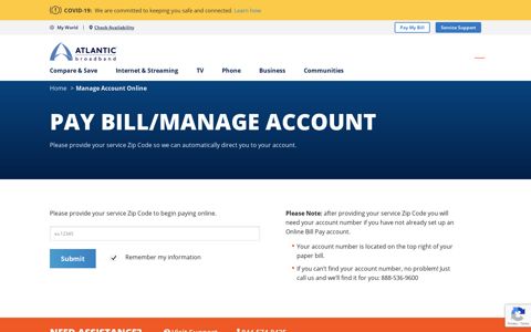 Manage Account Online | Atlantic Broadband