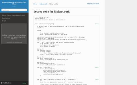 flipkart.auth — Python Flipkart Marketplace API Client 0.2.0 ...