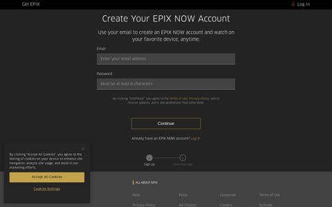 Create Account - EPIX NOW