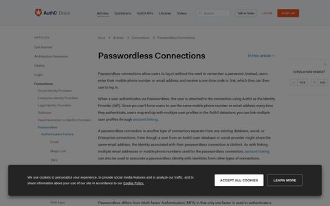 Passwordless Connections - Auth0
