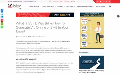 What is GST E Way Bill & How to Generate Via Online or SMS ...