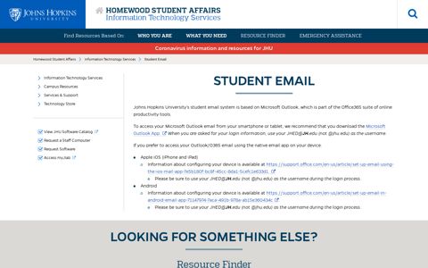 Student Email - Homewood Student Affairs - Johns Hopkins ...