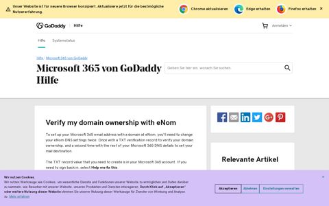 Verify my domain ownership with eNom | Office 365 von GoDaddy ...