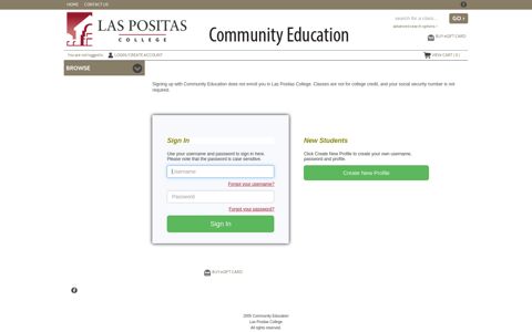 Login - Community Education at Las Positas College