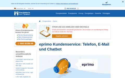 eprimo Kundenservice: Telefon, E-Mail und Chatbot