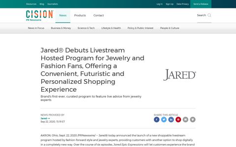 Jared® Debuts Livestream Hosted Program for Jewelry and ...