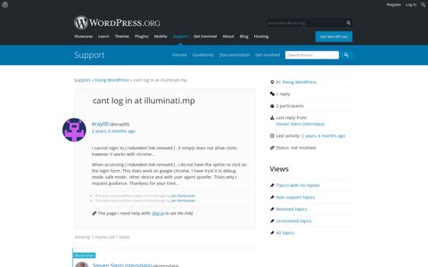 cant log in at illuminati.mp | WordPress.org