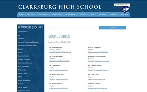 Clarksburg HS - Social Studies | Clarksburg HS