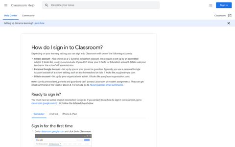 How do I sign in to Classroom? - Computer - Classroom Help
