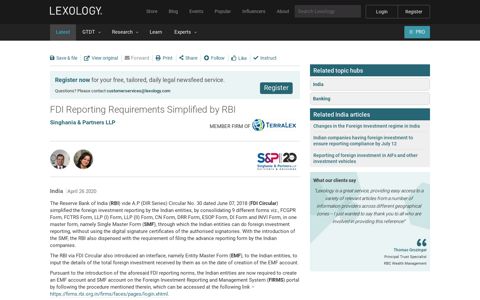 FDI Reporting Requirements Simplified by RBI - Lexology