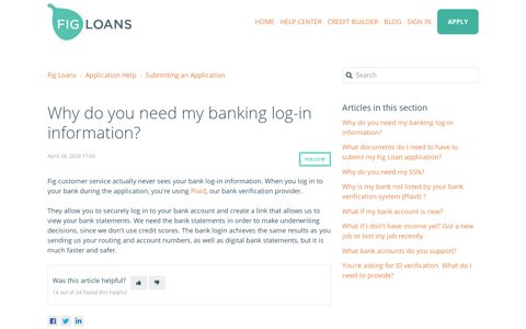 Why do you need my banking log-in information? – Fig Loans