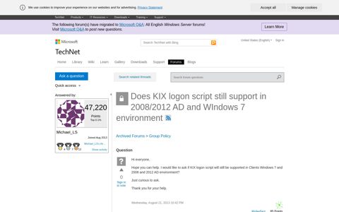 Does KIX logon script still support in 2008/2012 AD and ...
