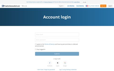 Log in page | FreeConferenceCall.com