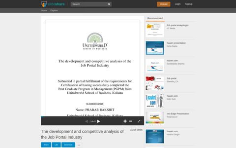 The development and competitive analysis of the Job Portal ...