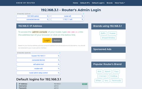 192.168.3.1 - Router's Admin Login - Know My Router