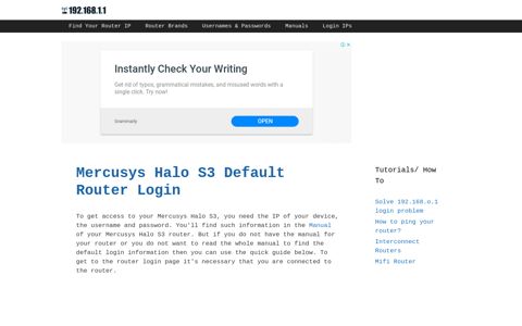 Mercusys Halo S3 - Default login IP, default username ...