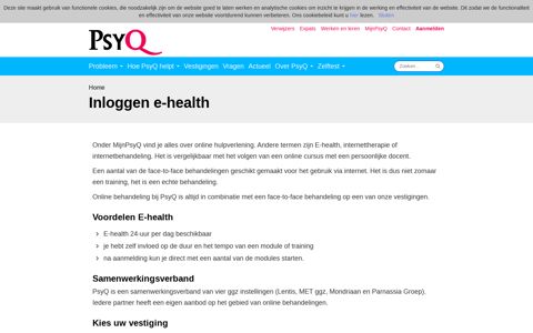 Inloggen e-health - PsyQ