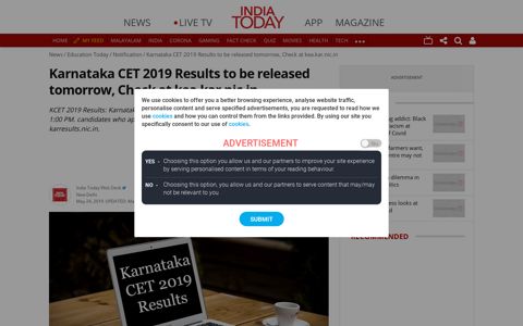 Karnataka CET 2019 Results to be released tomorrow, Check ...