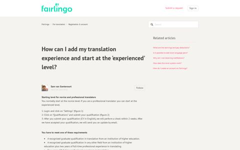 How can I add my translation experience and start ... - Fairlingo