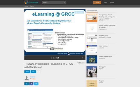 TRENDS Presentation - eLearning @ GRCC with Blackboard