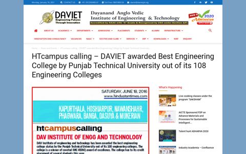 HTcampus calling - DAVIET awarded Best Engineering ...
