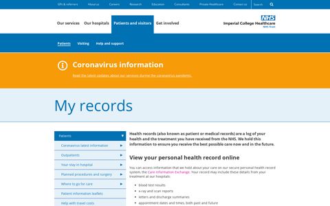 My records - Imperial College Healthcare NHS Trust