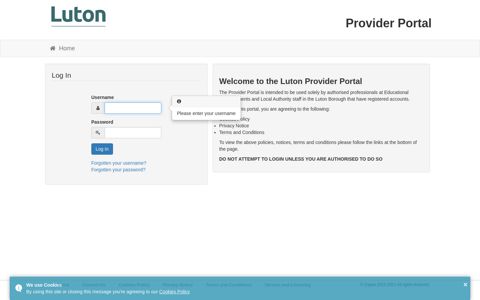 Provider Portal** # - Log In - the Luton Education Portal