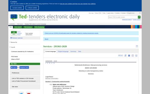 Services - 293363-2020 - TED Tenders Electronic Daily