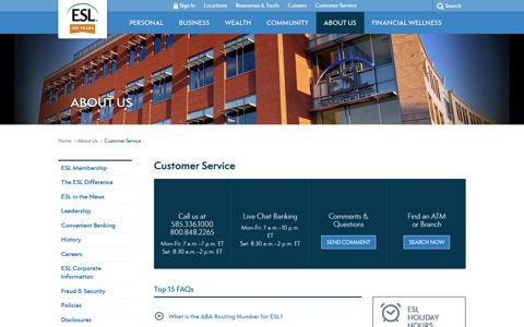 Customer Service | ESL Federal Credit Union.