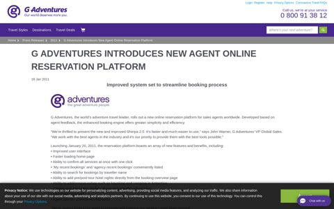 G Adventures Introduces New Agent Online Reservation ...