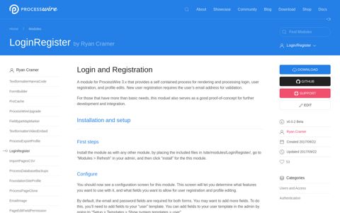 Login/Register/Profile (LoginRegister) - ProcessWire Module