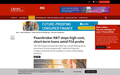 Alternative Lending News - Pawnbroker H&T ... - Credit Strategy