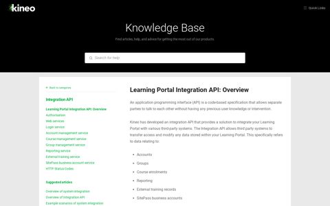 Learning Portal Integration API: Overview - Knowledge Base