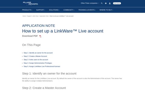 How to set up a LinkWare™ Live account | Fluke Networks