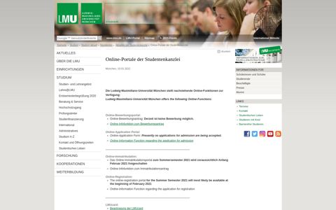 Online-Portale der Studentenkanzlei - LMU München