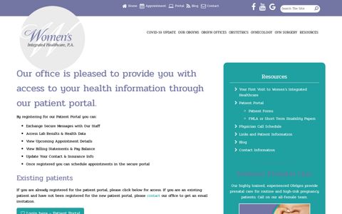 WIH Patient Portal | New or Existing Patients | Register or Login