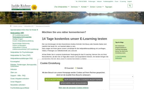 Testzugang im E-Learning: Heilpraktikerschule Isolde Richter