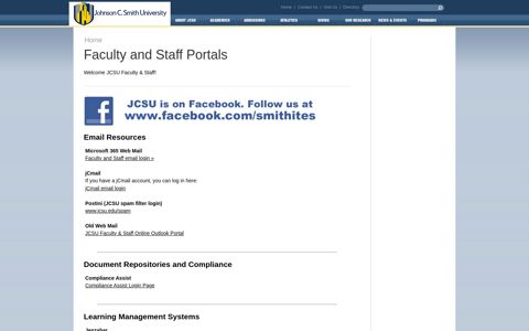 Faculty and Staff Portals - Johnson C. Smith University